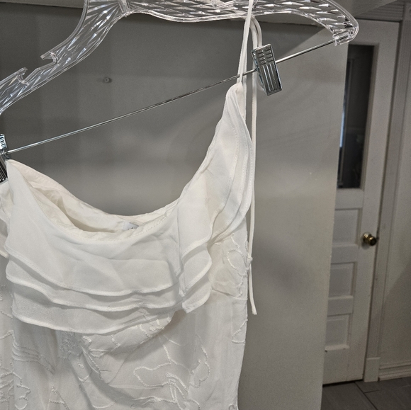 All About May• Lenora One-Shoulder White Ruffled Asymmetric Dress. Sz 6 - Picture 7 of 16